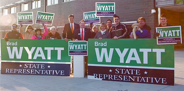 Feb 5th Brad Wyatt for State Representative kickoff in front of new Tahanto Middle High School