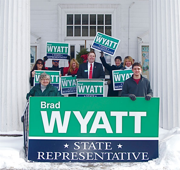 Feb 5th Brad Wyatt for State Representative kickoff in front of Old Town Hall.